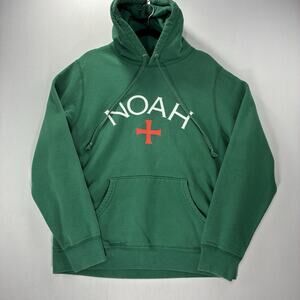 Noah Mens Hoodie Large Green Core Logo Cross Pullover Cotton Made in Canada